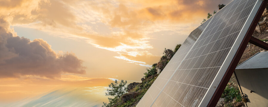 Close-up of solar panel surface texture with sunlight reflection renewable green energy concept
