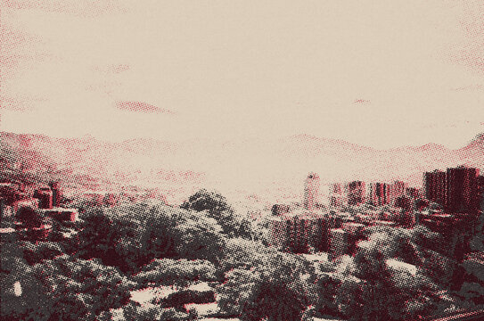 old half tone poster of medellin colimbia grunge urban background