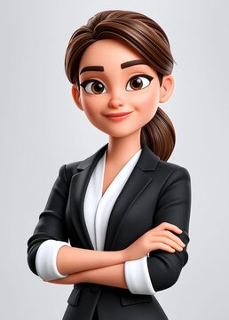 Successful businesswoman cartoon illustration portraying confidence