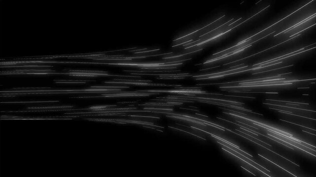Abstract glowing White color Light and stripes moving fast over dark background.Speed curve lines animation, motion lines .