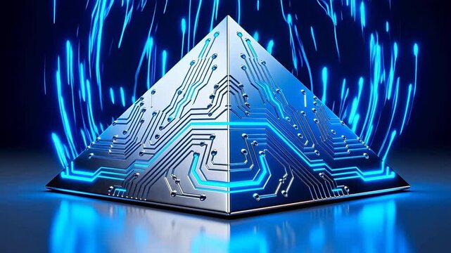 Pyramid with glowing circuit design