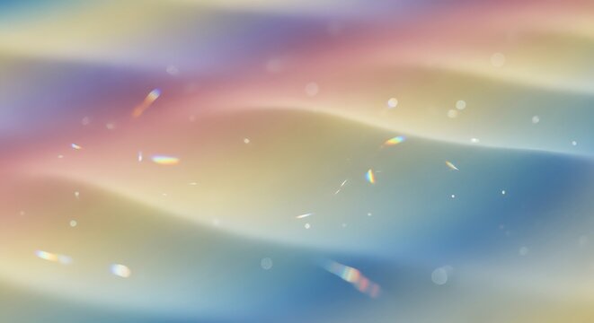 Abstract Dreamy Pastel Landscape Background with Rainbow Light Flares and Soft Gradients
