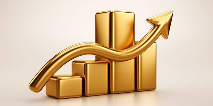 Growth concept with golden bar chart arrow