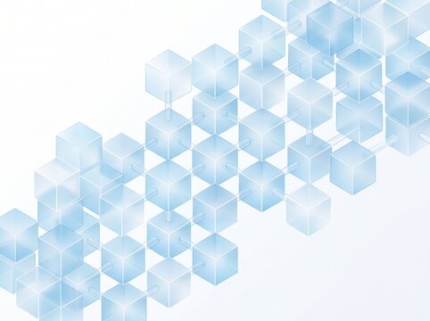 Abstract digital blockchain network connection isolated on white background