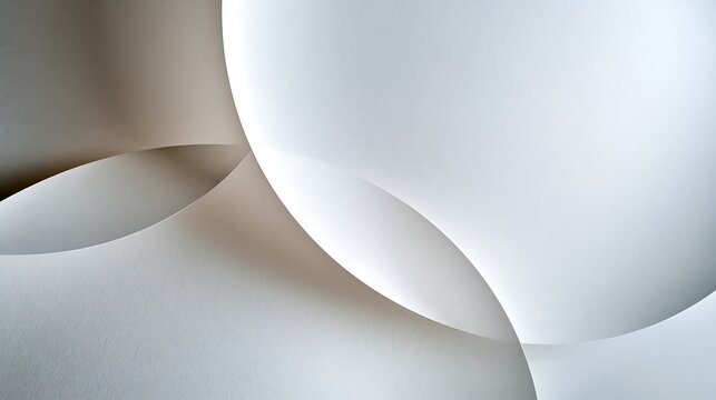 Abstract Waves of White and Gray Paper with Smooth Gentle Curves Art
