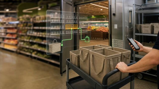 Retail Replenishment Dashboard for Grocery Inventory and Shelf Restocking with Copy Space