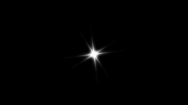 Magical stardust particles and glittering twinkling stars on dark starry sky galaxy background luxury sparkling optical flare burst animation loop, for fairy tale motion graphics. black screen 4k