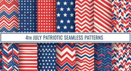 Fototapeta premium Patriotic memorial day seamless patterns red white and blue usa holiday designs