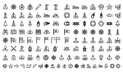 Nautical Icon Set Editable Stroke Marine Navigation Vector Collection © MdMiraz