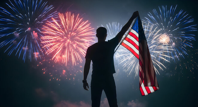 Honoring heroes a patriotic memorial day scene with fireworks and american flag salute