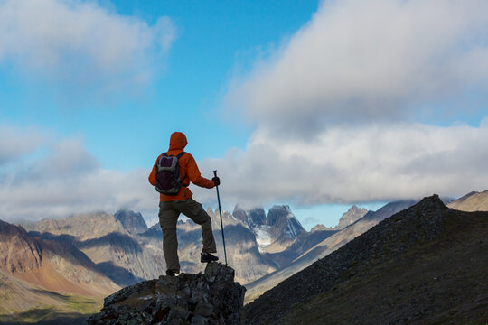 Hike in polar tundra