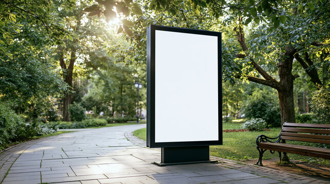 Blank Billboard Mockup in Green Outdoor Public Park