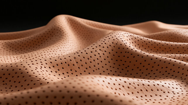 Perforated Beige Leather Texture in Soft Waves