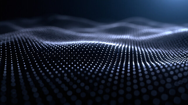 Abstract Digital Particle Wave with Glowing Dots Background