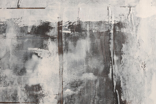 Torn, ripped crumble paper pieces collage. Art Poster painting wall. Abstract grunge dirty beige white, black texture background.