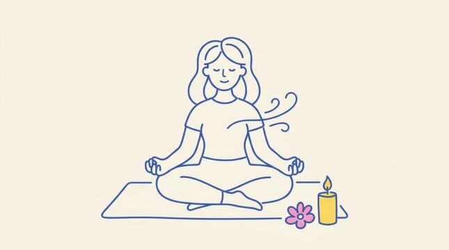 Meditation Yoga and Mindful Self Care Illustration