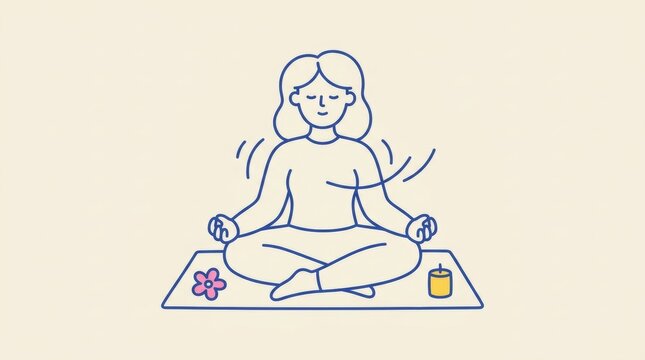 Meditation Yoga and Mindful Self Care Illustration