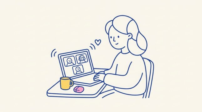 Remote Team Video Call and Online Collaboration Illustration