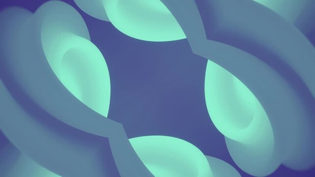 Turquoise and indigo 3D symmetrical loops portal with logo copy space