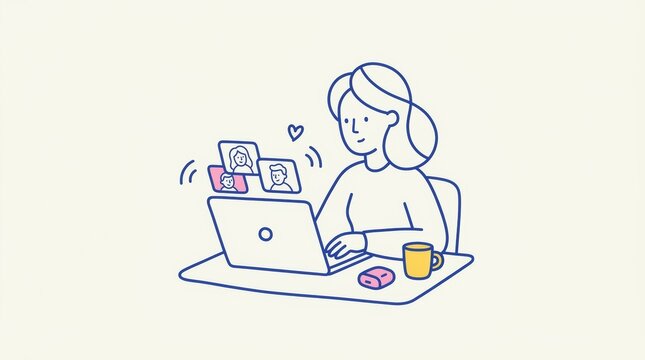 Remote Team Video Call and Online Collaboration Illustration