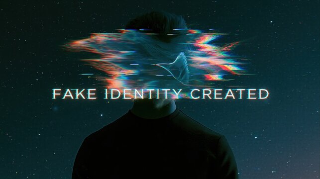 Fake identity created digital glitch face
