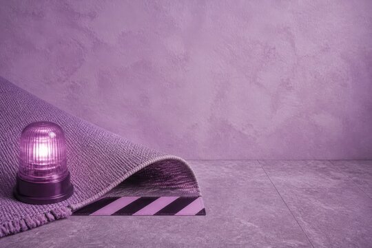 Purple Carpet Warning Light in a Minimal Abstract Interior