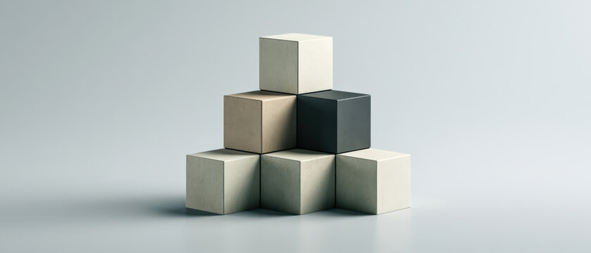 Simple geometric stack of blocks arranged in pyramid shape