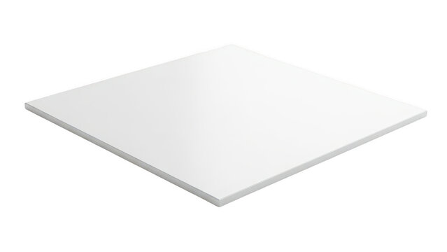 A flat square white plate icon on a simple surface isolated on transparent background