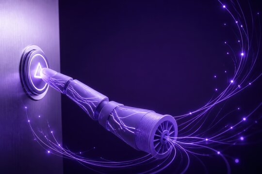 Glowing Purple Power Connection in Futuristic Energy Flow