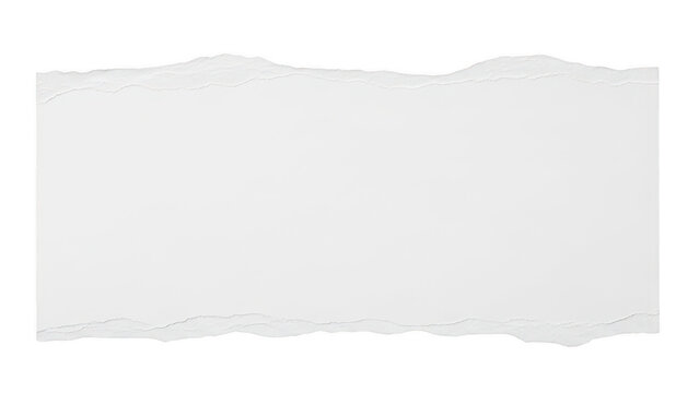 Torn piece of white paper with rough edge isolated on transparent background