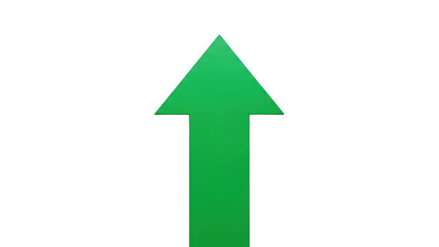 Simple green arrow pointing up isolated on transparent background