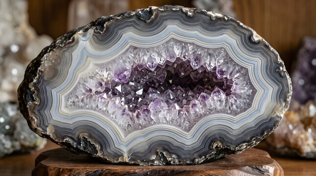 Geode interior agate bands crystal cavity sparkling texture