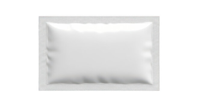 Blank white sachet package for product design mockup isolated on transparent background