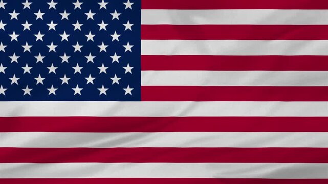 United States of America flag waving Video. Waving USA flag made of satin or silk fabric. 4K Video Animation.