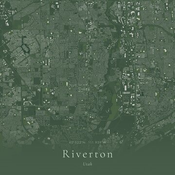 Sage Green Map of Riverton, United States | Modern Scandinavian Wall Art
