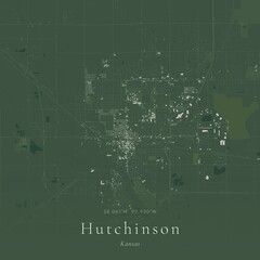 Fototapeta premium Sage Green Map of Hutchinson, United States | Modern Scandinavian Wall Art
