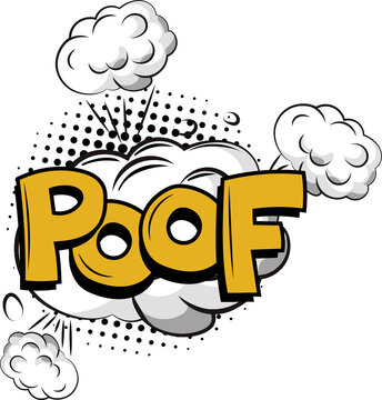 Fun cartoon poof explosion effect with speech bubble