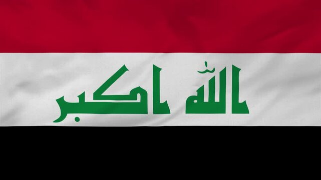 Iraq flag waving Video. Republic of Iraq flag made of satin or silk fabric. 4K Video Animation.