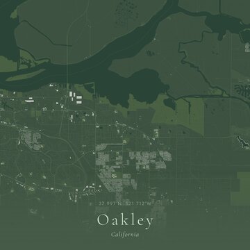 Sage Green Map of Oakley, United States | Modern Scandinavian Wall Art