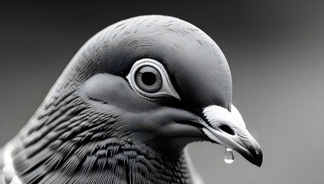Close up portrait of a grey pigeon head illustration