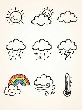 Cute Hand Drawn Weather Icons Collection
