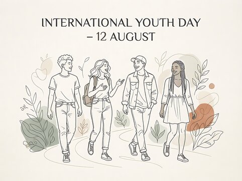 International youth day illustration with group of friends