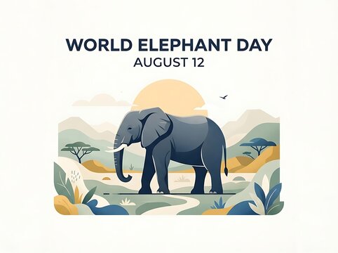 World elephant day illustration with a wild elephant