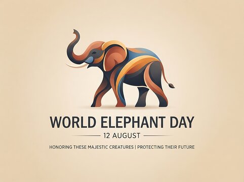 World elephant day graphic with colorful animal illustration