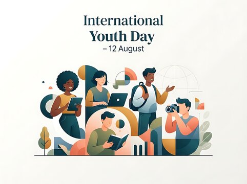 Group of diverse young people celebrating international youth day