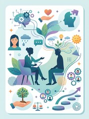 Obraz premium Mental Health Therapy Session with Symbols of Growth and Healing