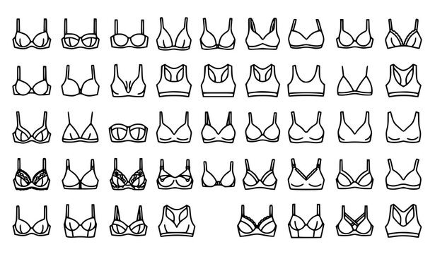 Bra Outline Icon Set Women's Lingerie Vector Collection EPS 10