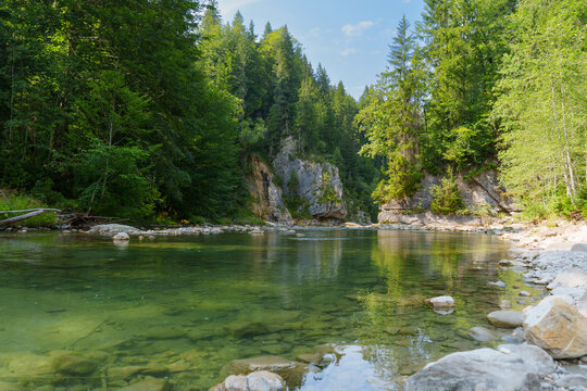 Turquoise Waters of the Ammer River in Scenic Scheibum Gorge Bavaria