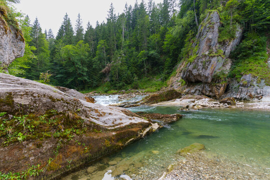 Pristine River Flowing Through the Scenic Ammer Gorge in Bavaria