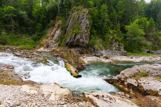 Beautiful Wild Ammer Gorge and Scheibum Rock Formations in Bavaria